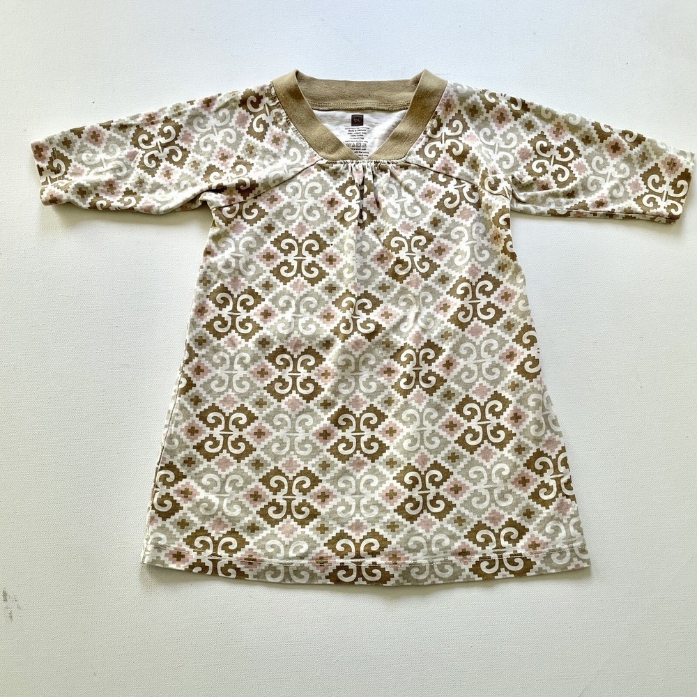 Tea Collection Girls 18-24M Cream Raglan Dress Mercado Print Mexican Boho Tunic